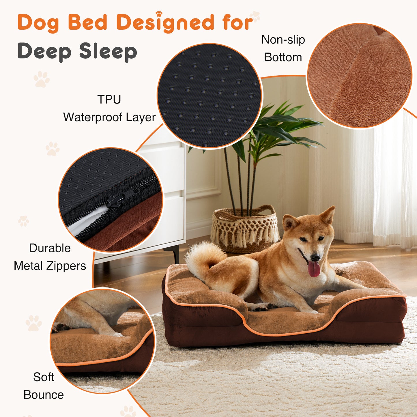 Petzaroo Memory Foam Pet Bed For Small Dogs & Cats
