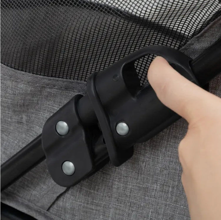 Petzaroo Foldable Pet Stroller For Small Puppies, Gray And Black