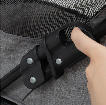 Petzaroo Foldable Pet Stroller For Small Puppies, Gray And Black