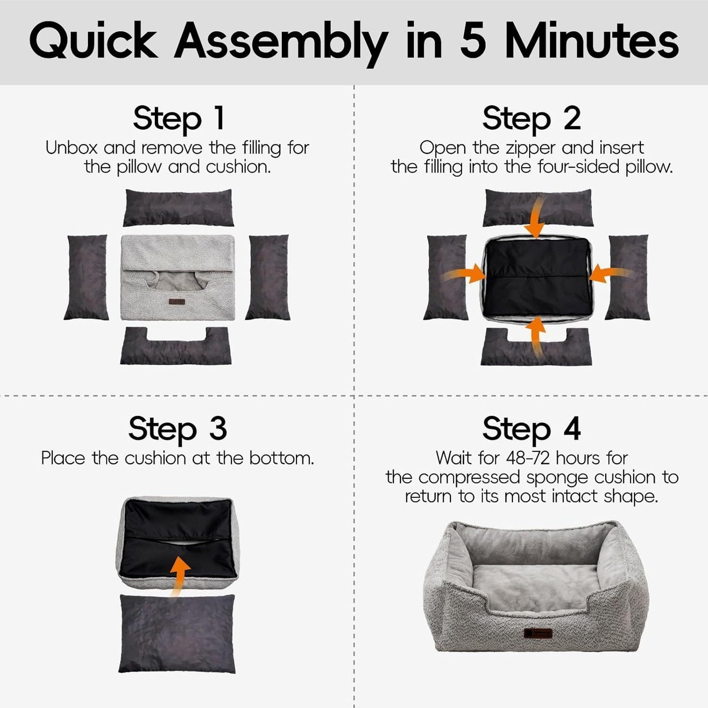 Pet Bed With Warming & Calming Features, Anti-Slip Bottom For Puppies