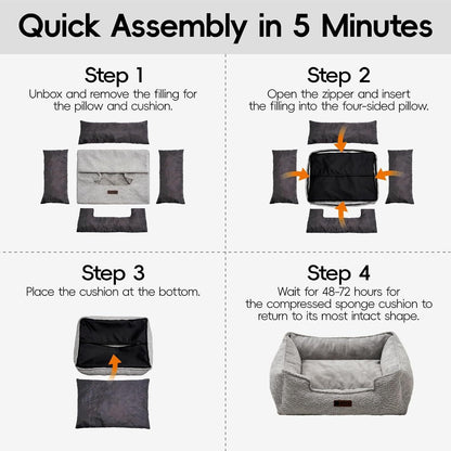 Pet Bed With Warming & Calming Features, Anti-Slip Bottom For Puppies