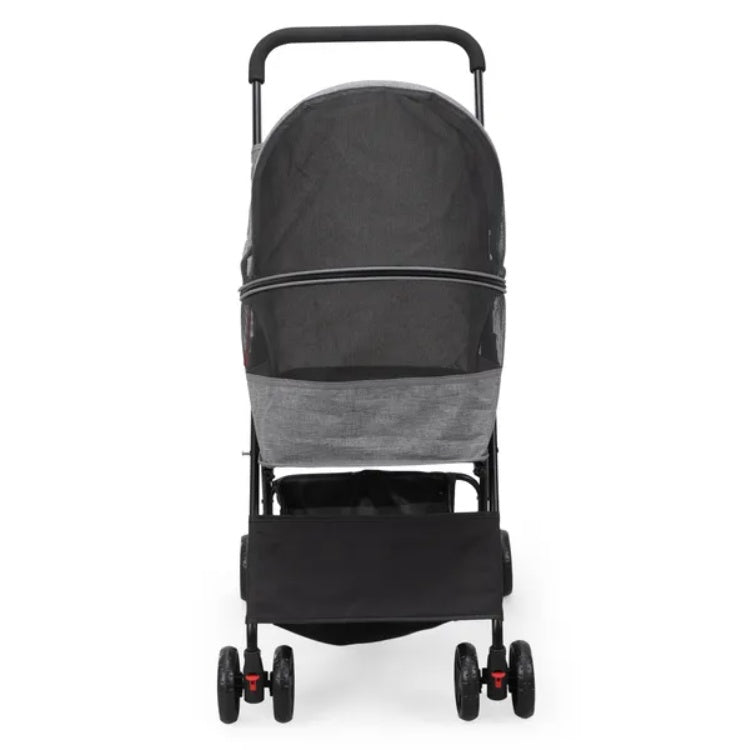 Petzaroo Foldable Pet Stroller For Small Puppies, Gray And Black
