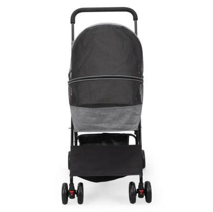 Petzaroo Foldable Pet Stroller For Small Puppies, Gray And Black