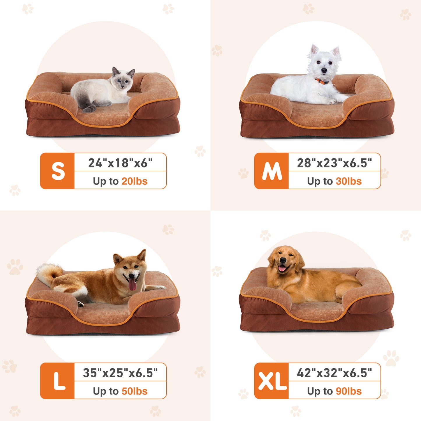 Petzaroo Memory Foam Pet Bed For Small Dogs & Cats