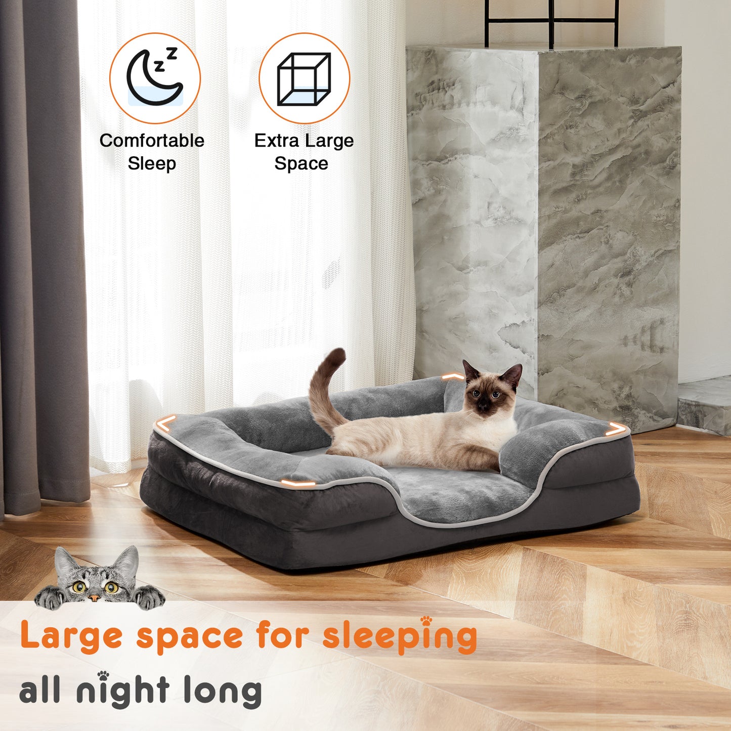 Petzaroo Memory Foam Pet Bed For Small Dogs & Cats