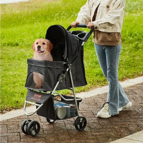 VEVOR 3-Wheel Puppy Stroller with Front Pedal – Lightweight Pet Stroller for Small Dogs