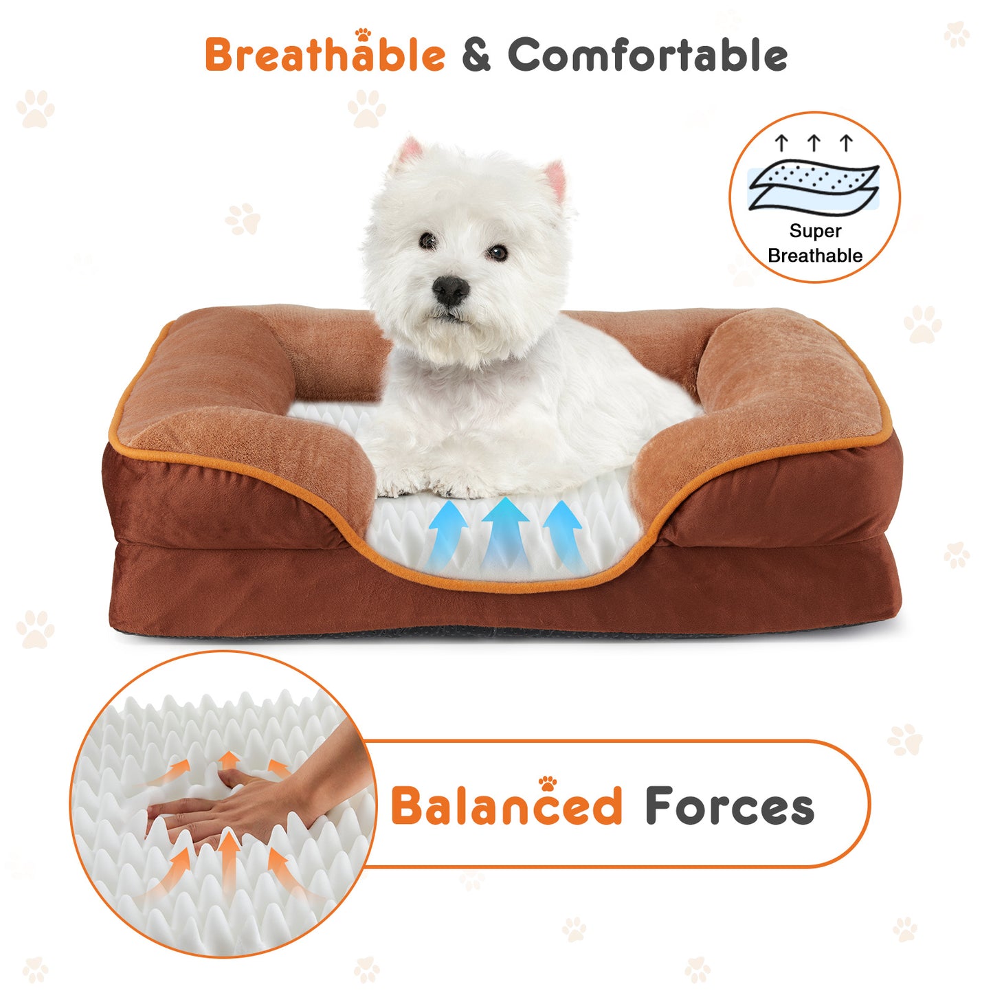 Petzaroo Memory Foam Pet Bed For Small Dogs & Cats