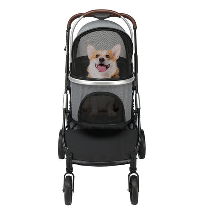 Foldable Pet Stroller – Lightweight Carrier for Pets with Mesh Windows and Storage