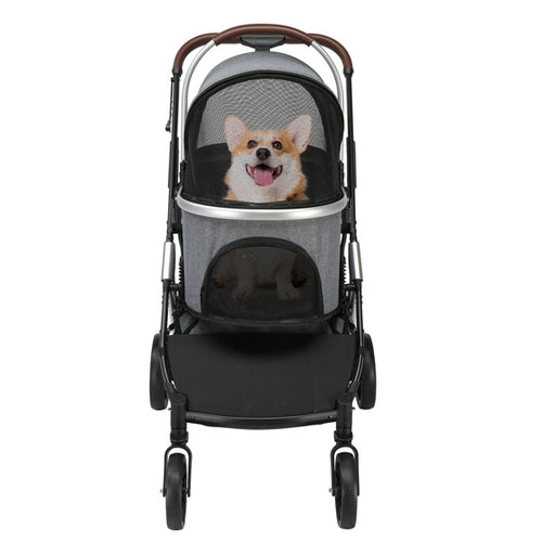 Foldable Pet Stroller – Lightweight Carrier for Pets with Mesh Windows and Storage