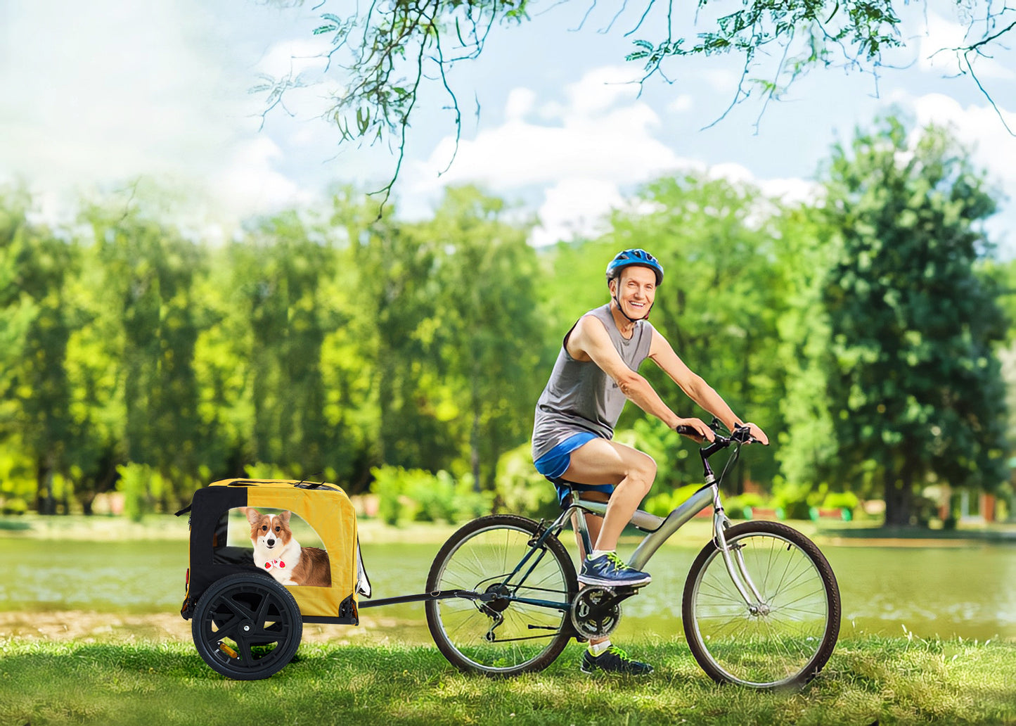 Heavy Duty Foldable Dog Carrier With Bicycle Tow