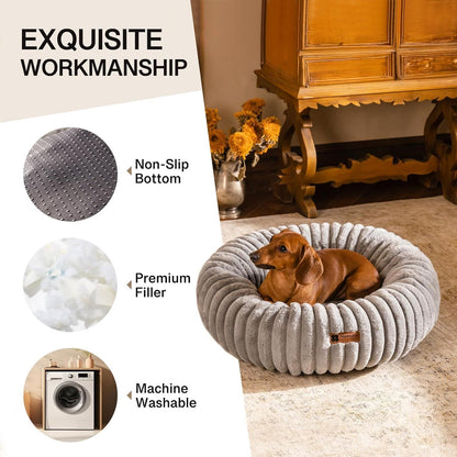 Petzaroo Donut Fluffy Non-Slip Calming Cat Bed