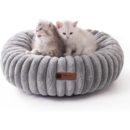 Petzaroo Donut Fluffy Non-Slip Calming Cat Bed