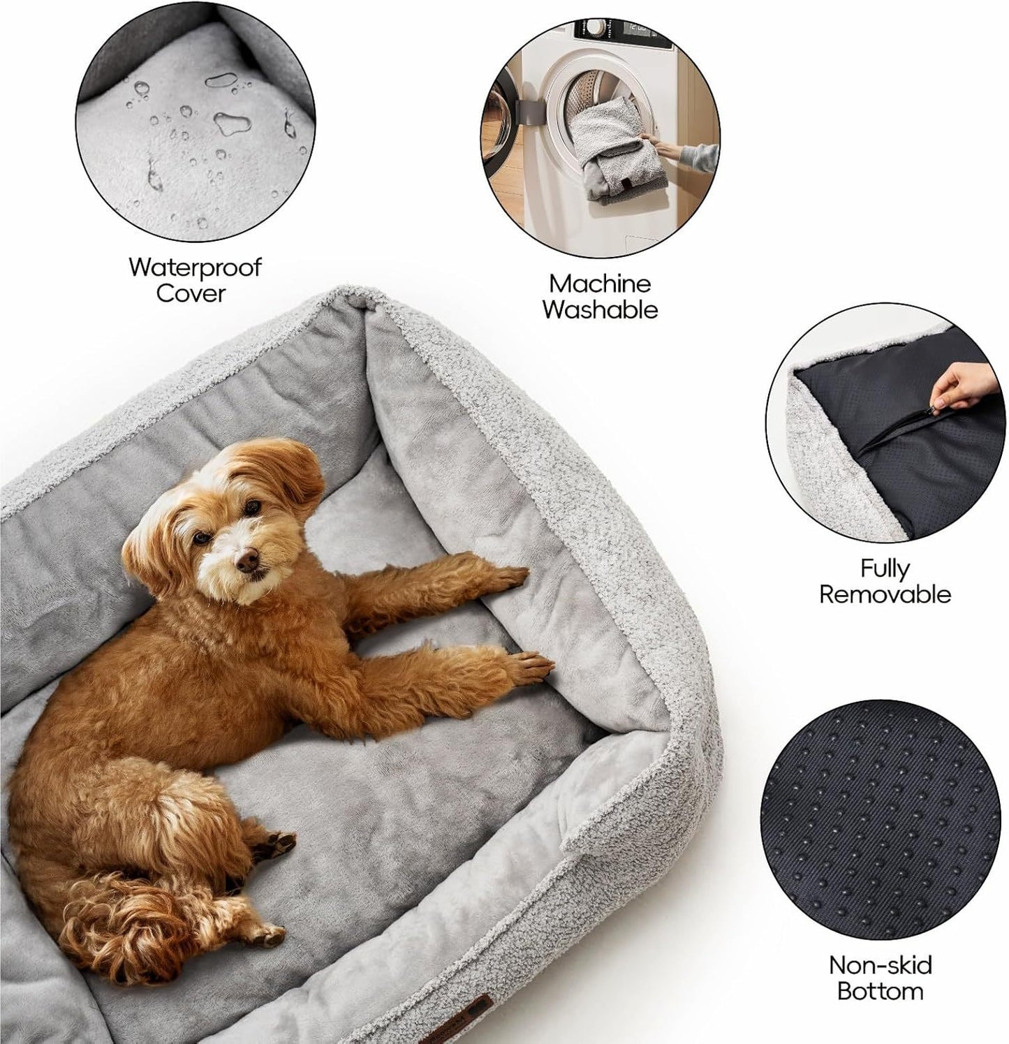 Pet Bed With Warming & Calming Features, Anti-Slip Bottom For Puppies