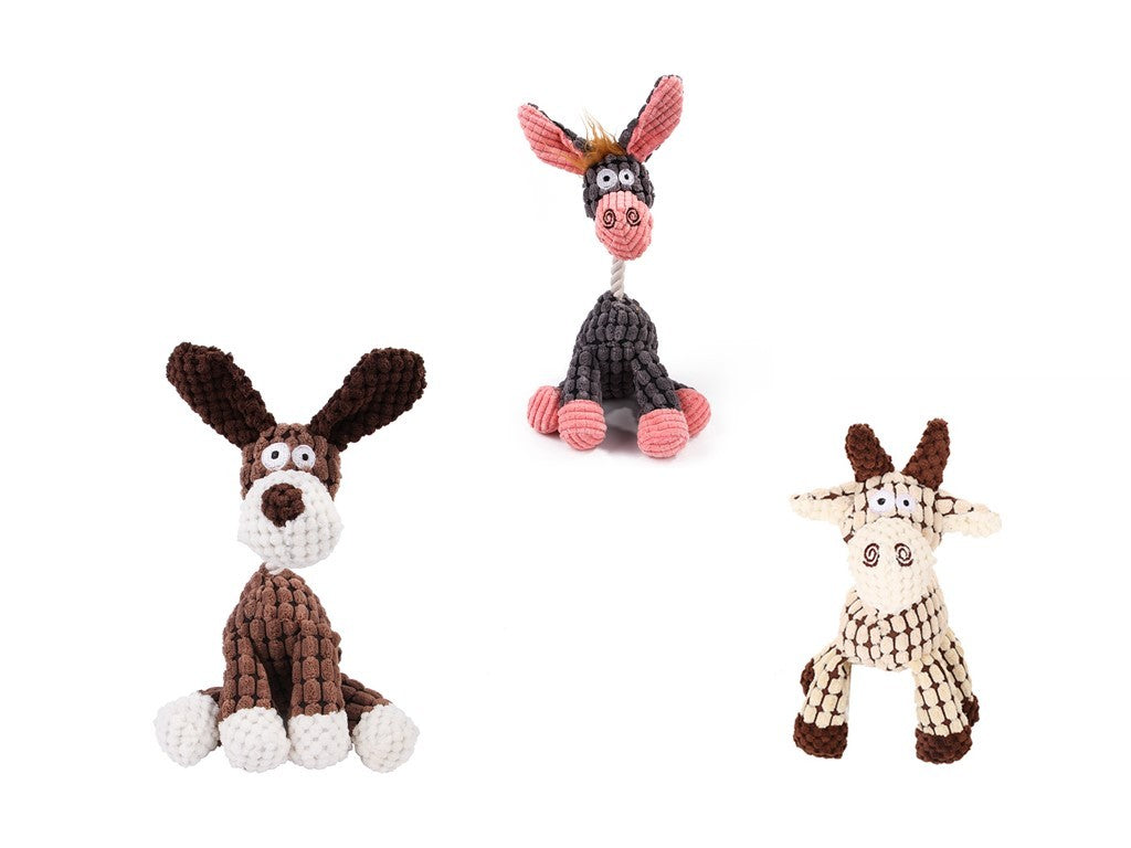 Petzaroo Pet Corduroy Chew Toy Packs of 3
