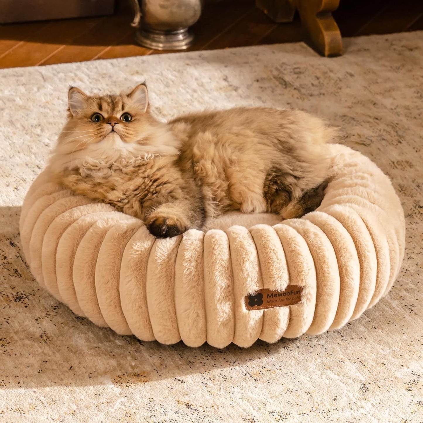 Fluffy Non-Slip Donut Calming Bed For Small Dogs and Cats
