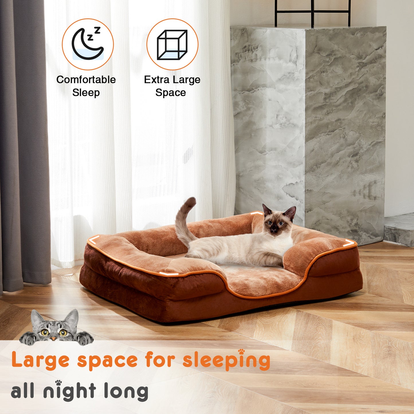 Petzaroo Memory Foam Pet Bed For Small Dogs & Cats