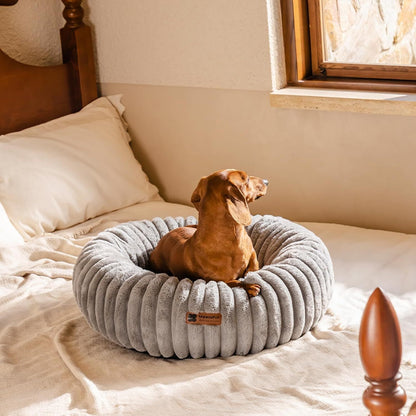Petzaroo Donut Fluffy Non-Slip Calming Cat Bed