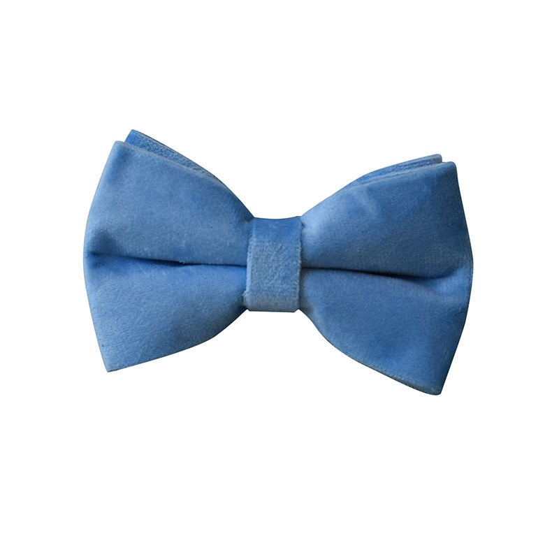 Petzaroo Blue Velvet Dog Collar, Leash & Bow Tie