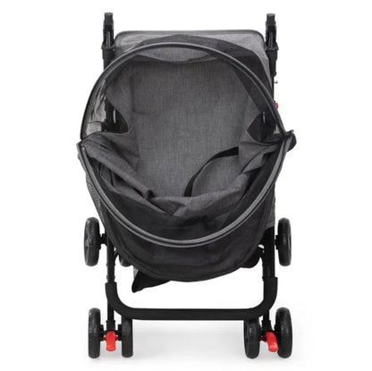 Petzaroo Foldable Pet Stroller For Small Puppies, Gray And Black