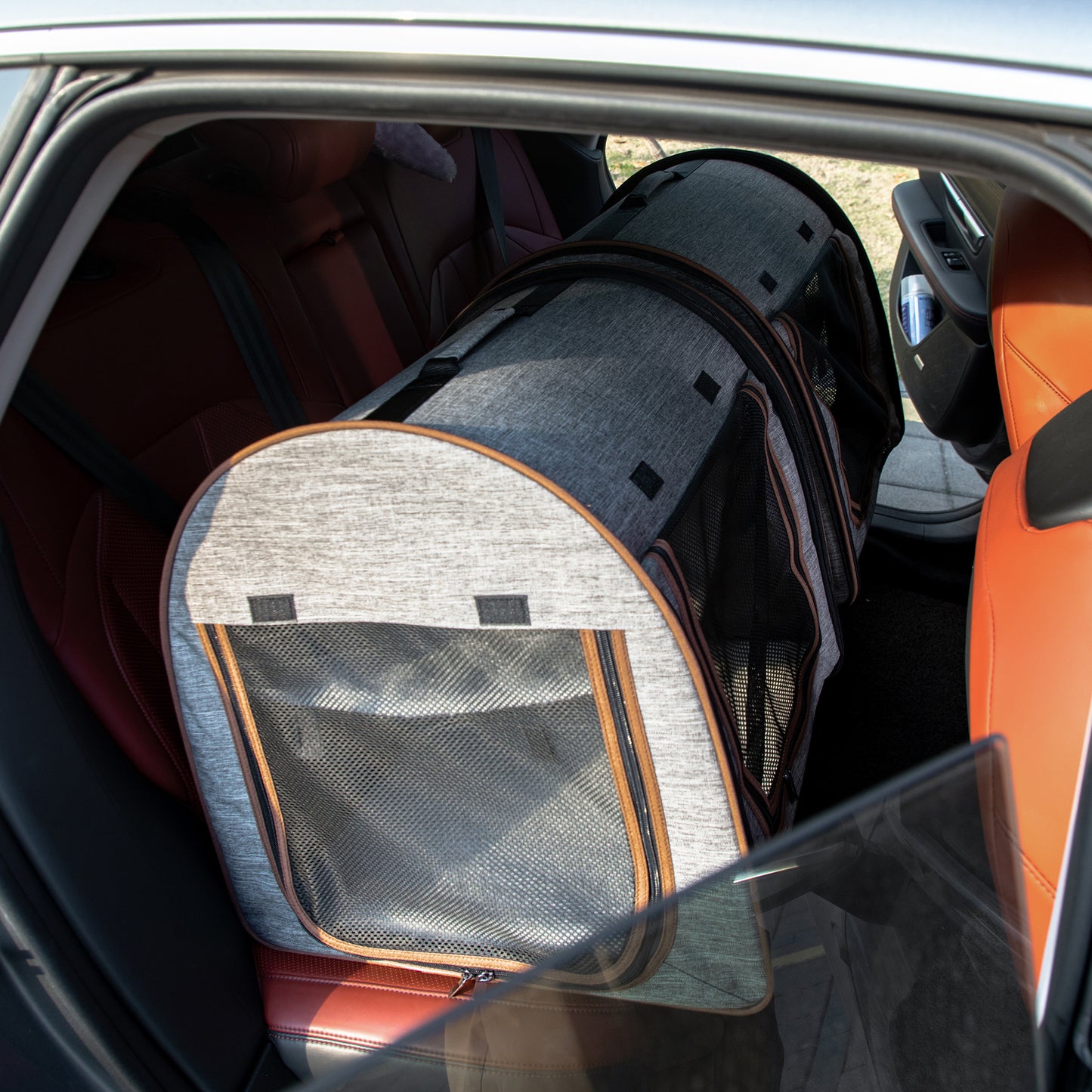 Portable Soft-sided Two Compartments Pet Cat Carrier